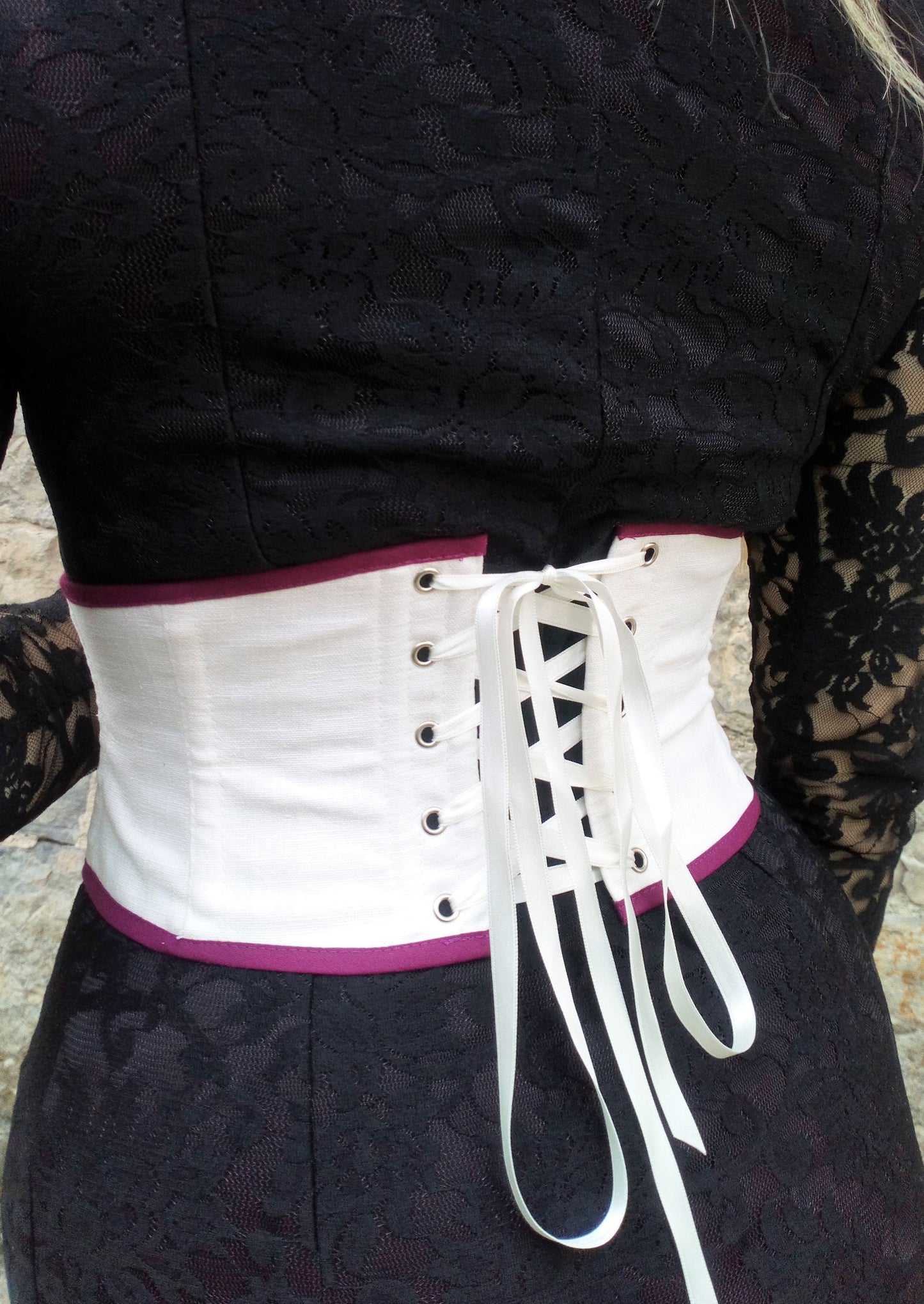 Hand embroidered linen witchy waist belt