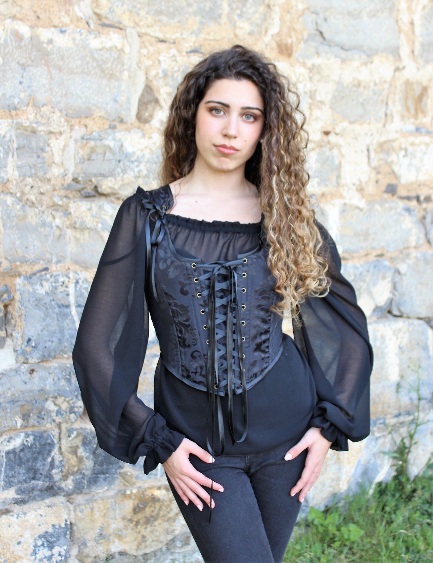 Black chiffon renaissance blouse