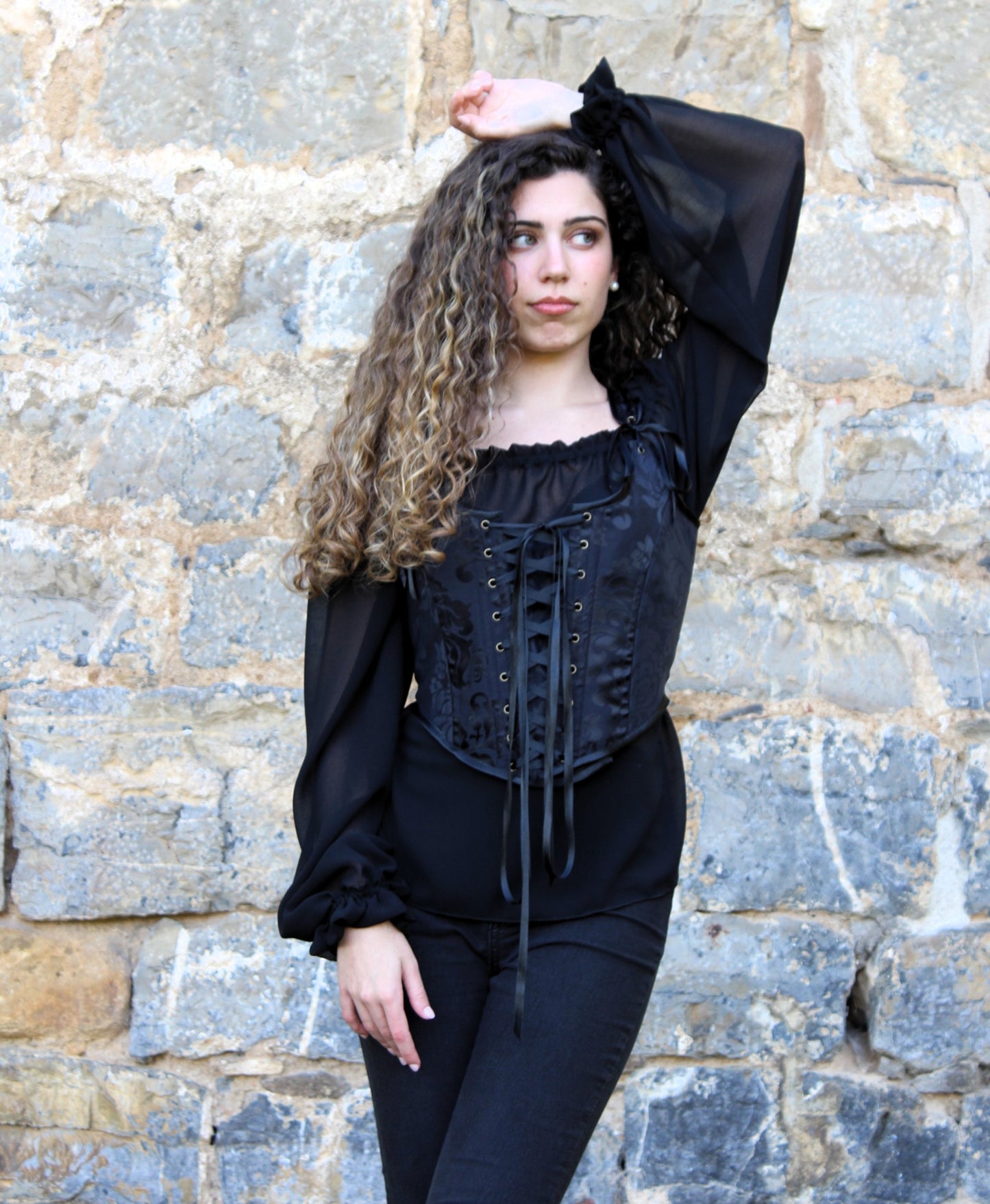 Black chiffon renaissance blouse