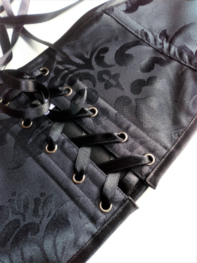 Romantic goth black brocade corset belt