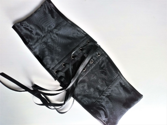 Romantic goth black brocade corset belt